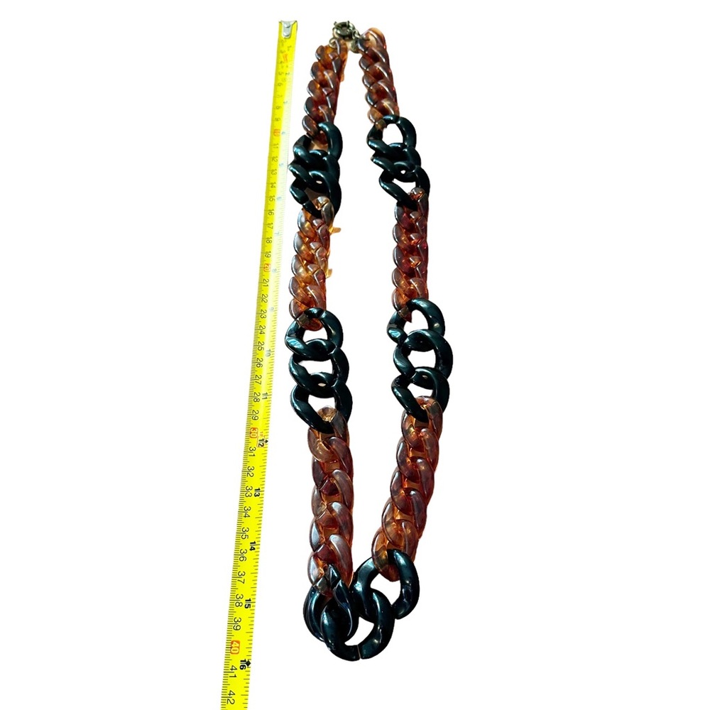 J. Crew Tortoise Shell Acrylic Chunky Chain Link Long Necklace - Picture 4 of 4